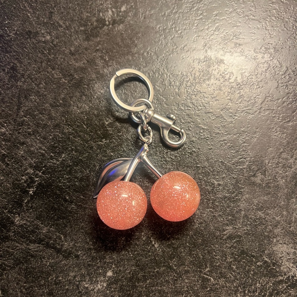 Pink Sparkling Cherry Bag Charm